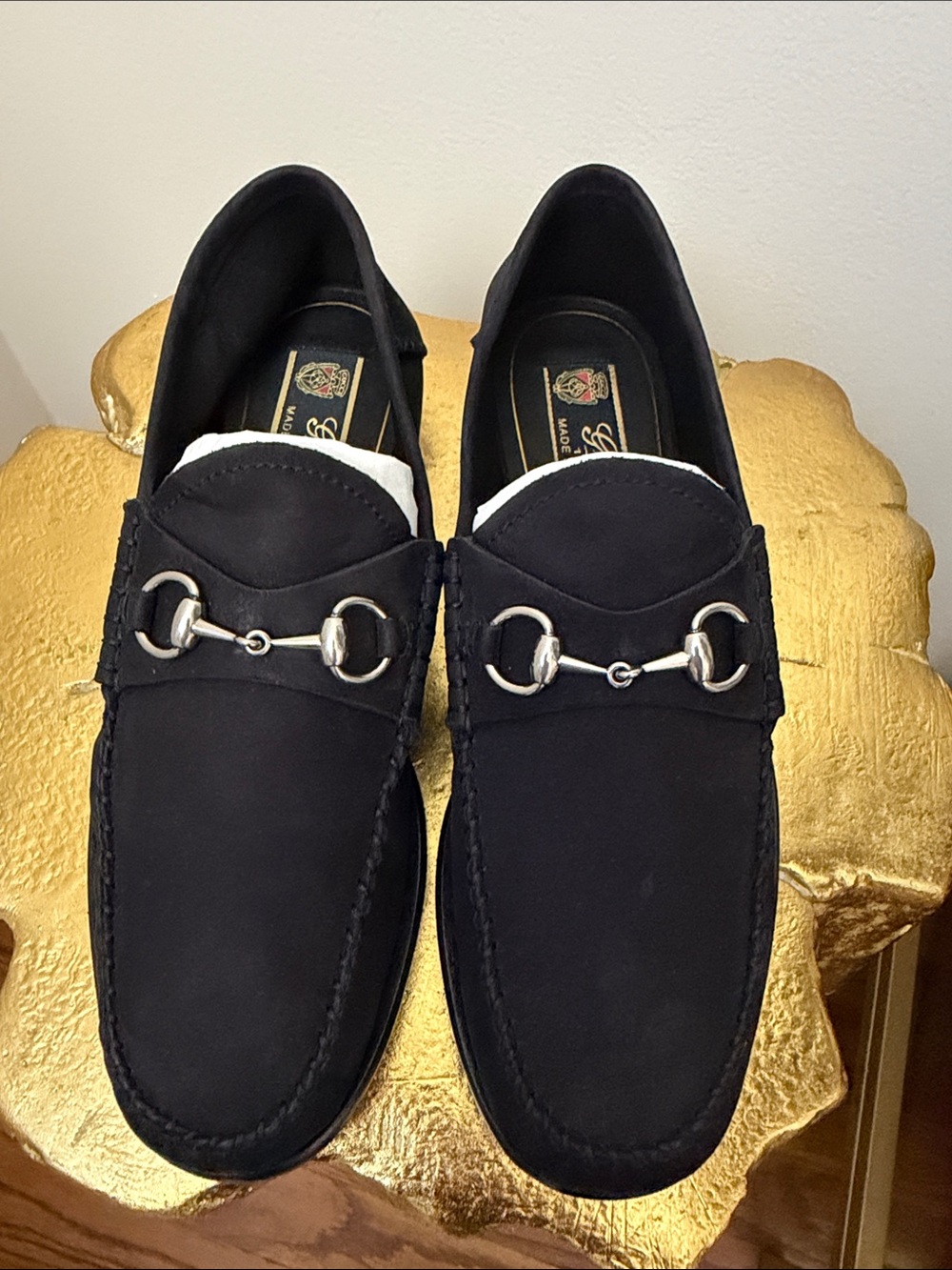 Gucci Black Suede Horsebit Loafers 37